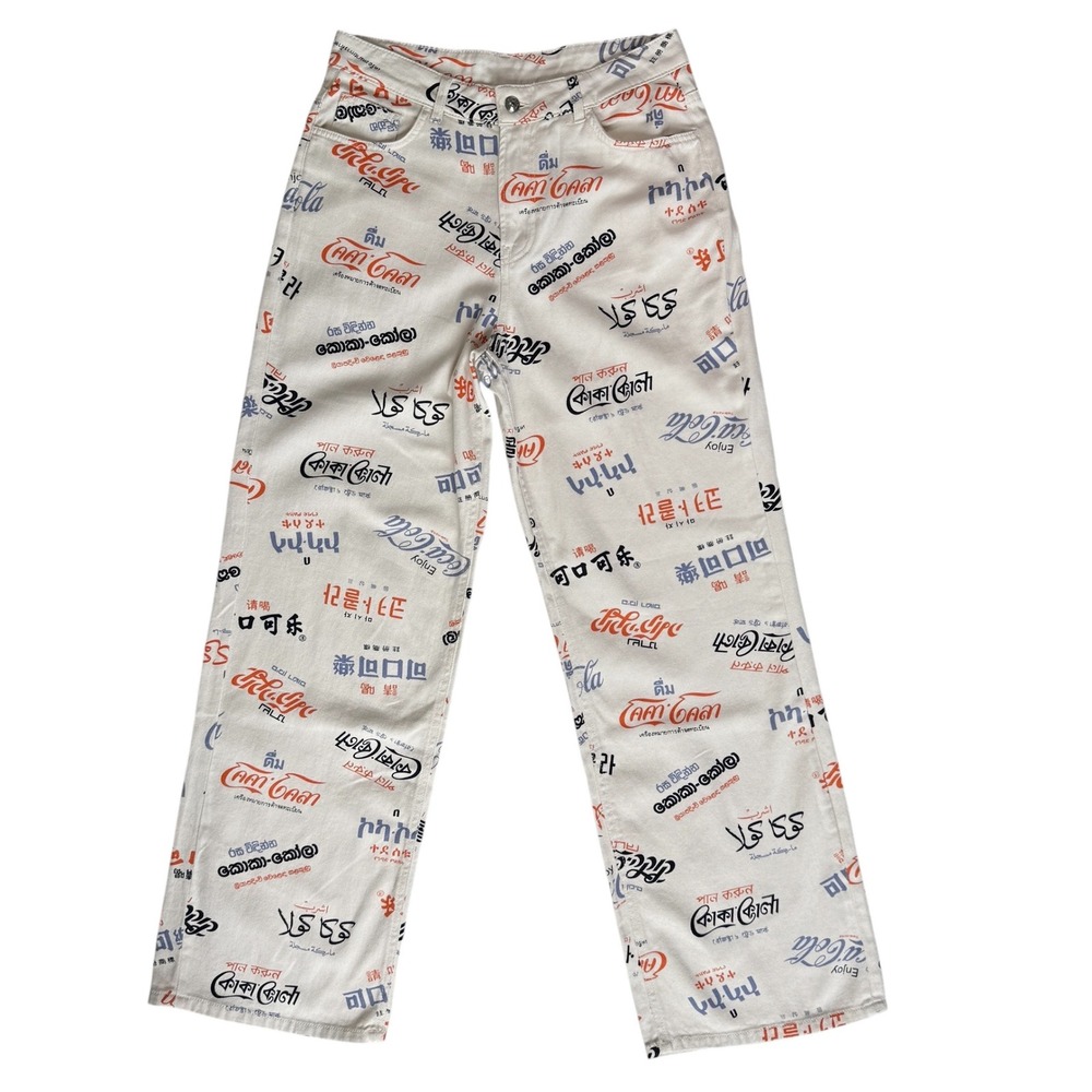 Coca-Cola Logo Womens‎ Wide Leg Jeans Sz 6 Kitsch Skater Street Rare Graphic Max